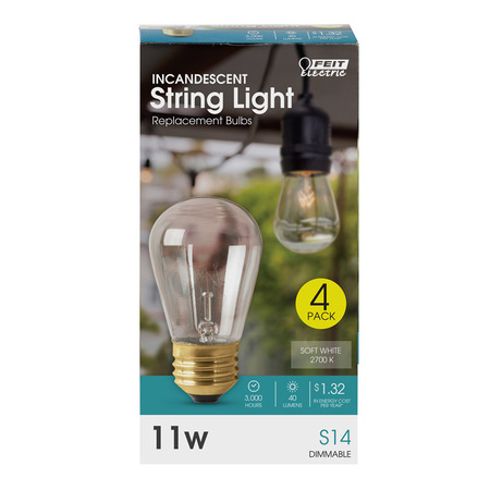 FEIT ELECTRIC BULB STRING LT 11W 4PK 11S14/4-130